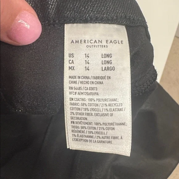 450 -American Eagle high rise ultra wide leg trouser - shiny black - Picture 10 of 11